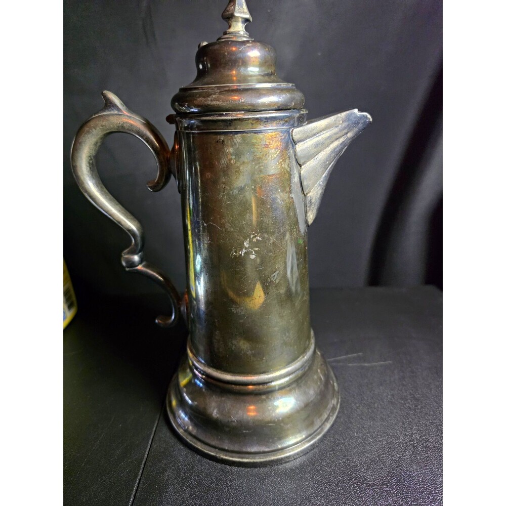 Antique Wallace Bros Silver Co #750 Quadruple Plate 12" Chocolate Coffee Pot
